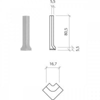 Mosa Uitwendige Hoek Global collection Basaltgrijs Korrelig 2x7,5cm 5,5mm Modulair Mat 76253DU82