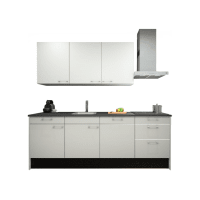 Procasa Keuken 240cm Compleet Wit Spoelbak Links Uit Midden Met 3 Inbouw Apparaten Vaatwasser,Inductie Kookplaat En Afzuigkap