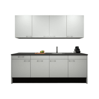 Procasa Keuken 240cm Compleet Wit Spoelbak Rechts Uit Midden Met 2 Inbouw Apparaten, Koelkast Rechts, Vaatwasser