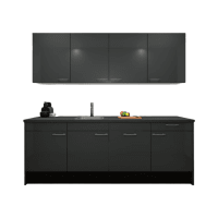 Procasa Keuken 240cm Compleet Dark Grey Spoelbak Links Uit Midden Met 2 Inbouwapparaten Koelkast Links En Geintegreerde Vaatwasser