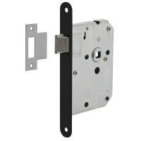 Intersteel Loopslot Doornmaat 50mm Voorplaat Afgerond Zwart Met Sluitplaat