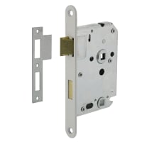Intersteel WC-Badkamerslot WC63/8mm Doornmaat 50mm Voorplaat Afgerond Wit Met Sluitplaat