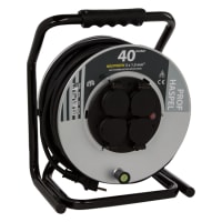 ETM Kabelhaspel Met 4 Contactdozen 3x1.5mm² Kabellengte 40m Zwart