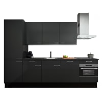 Procasa Keuken 300cm Compleet Dark Grey Inclusief Hoge Kast Met Koelvriescombinatie Links Vaatwasser Combi Magnetron Inductie Kookplaat En Afzuigkap