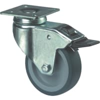 Kelfort Zwenkwiel Met Glijlager 125mm 100kg Met Bevestigingsplaat En Rem Verzinkt Zwart