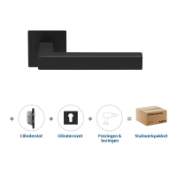 Skantrae Hang&Sluitwerkpakket 2068 Squared 20 Flat + Cilinderrozet + Cilinderslot Zwart