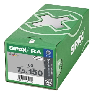 Product afbeelding voor Spax Kozijnschroef 7,5x150mm Platkop TX-30 Verzinkt 100st