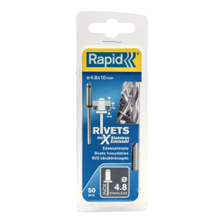 Product afbeelding voor Rapid Blindklinknagel High Performance 4.8x10mm RVS Met Boor 50st