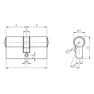 Product afbeelding voor DOM Profielcilinder 333 Plura Dubbel 45/45mm Messing Vernikkeld Mat SKG2