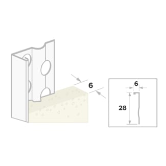 Product afbeelding voor Ripstaal Stucstopprofiel 1216 WIT 260cm 6mm Verzinkt Staal Wit Gelakt