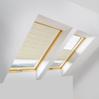 Product afbeelding voor Fakro Plissegordijn APS/W II 114x118cm Handmatig Kleur Beige Gestreept (667) Aluminium Witte Zijgeleiding