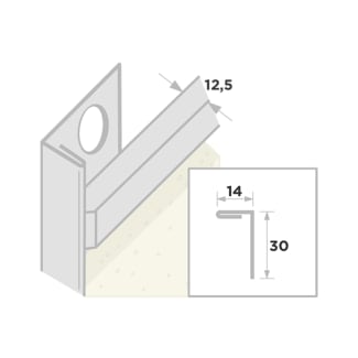 Product afbeelding voor Ripstaal Stucstopprofiel 1131 250cm 14mm Aluzink
