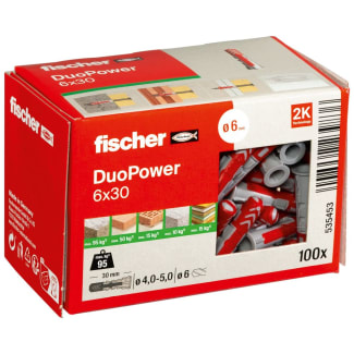 Product afbeelding voor Fischer Universeelplug DuoPower 6x30mm Nylon 100st DIY 535453