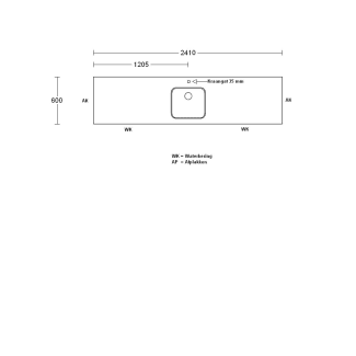 Product afbeelding voor Procasa Keuken Werkblad 241x60cm Multiplex Zwart DE 2390 Voorzien Van Waterkering Zijkanten Afgewerkt Inclusief Spoelbak Lanseto 043N