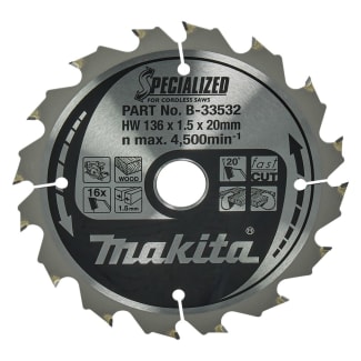 Product afbeelding voor Makita Cirkelzaagblad 20x136x1,5mm 16tands Voor Hout 1st