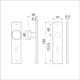 Product afbeelding voor AMI Kortschild Recht Met Krukgat/WC-garnituur 180x41mm WC55/8 Aluminium F2