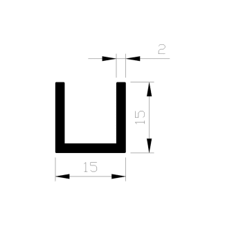 Product afbeelding voor AluArt U-Profiel 15x15x15x2mm 3m