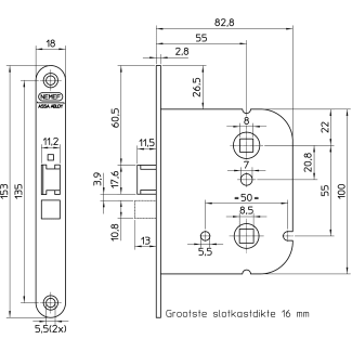 Product afbeelding voor Nemef wc-slot lak 1444-55