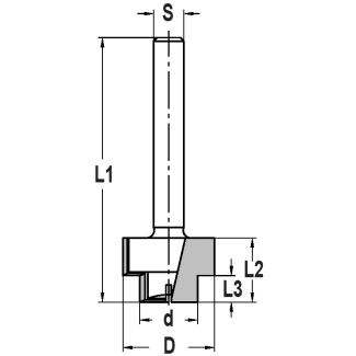 Product afbeelding voor Trasco Fasefrees Hardmetaal Getrapt 15.3X24.3mm 17mm Aansluiting 8mm