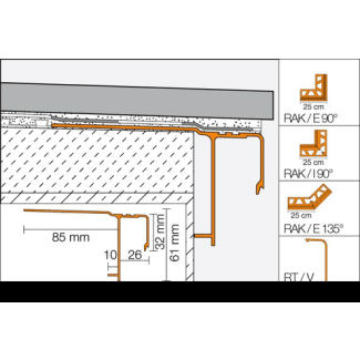 Product afbeelding voor Schlüter BARA-RAKE Buitenhoek 135 Graden 18mm Alu Met Kleurcoating Grijs Metallic E135/RAKE18GM