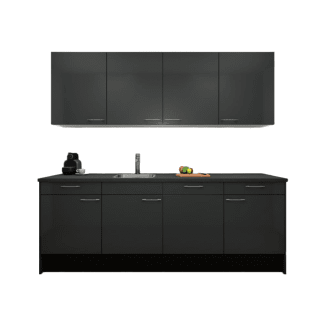 Product afbeelding voor Procasa Keuken 240cm Compleet Dark Grey Spoelbak Links Uit Midden Met Geintegreerde Vaatwasser