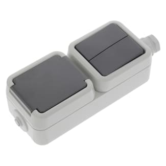 Product afbeelding voor PEHA Combinatie Contactdoos/Serieschakelaar Randaarde Spatwaterdicht Wartel M20 Grijs