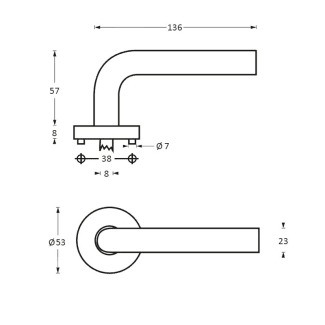 Product afbeelding voor Intersteel Deurkruk Blok Op Rozet 53x8mm Verdekt Met Nokken RVS 1 Paar