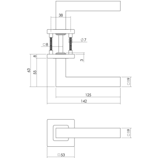 Product afbeelding voor Intersteel Deurkruk Op Rozet Vierkant Model 38-42mm RVS Paar
