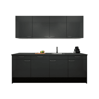 Product afbeelding voor Procasa Keuken 240cm Compleet Dark Grey Spoelbak Rechts Uit Midden Met Geintegreerde Vaatwasser