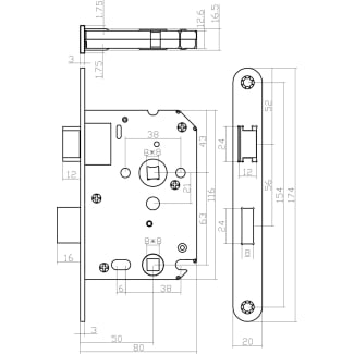 Product afbeelding voor Intersteel WC-Badkamerslot WC63/8mm Doornmaat 50mm Voorplaat Afgerond Wit Met Sluitplaat