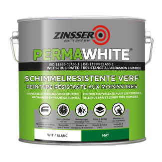 Product afbeelding voor Zinsser PermaWhite Matt Interieurverf 2,5L Schimmelresistent