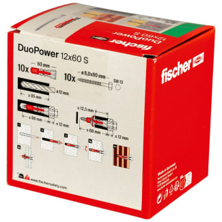 Product afbeelding voor Fischer Universeelplug DuoPower 12x60mm Nylon Met Schroef 10st 538258