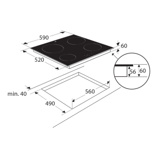 Product afbeelding voor ETNA Inductiekookplaat KI2160ZT 59cm Zwart Glas