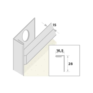 Product afbeelding voor Ripstaal Stucstopprofiel 1132 300cm 16,5mm Aluzink