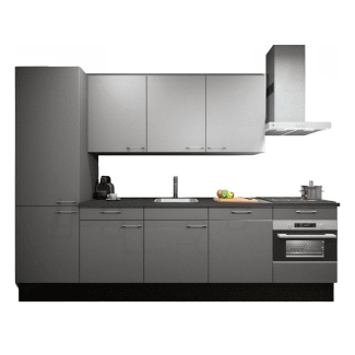 Product afbeelding voor Procasa Keuken 300cm Compleet Grey Inclusief Hoge Kast Met Koelvriescombinatie Links Vaatwasser Combi Magnetron Inductie Kookplaat En Afzuigkap