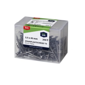 Product afbeelding voor ProOne Spaanplaatschroef 4x40/24mm Platverzonkenkop TX-20 Met Bit RVS A2 200st