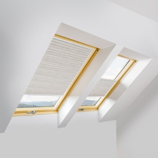 Product afbeelding voor Fakro Plissegordijn APS/W II 78x50cm Handmatig Kleur Creme Gestreept (666) Aluminium Witte Zijgeleiding