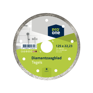 Product afbeelding voor ProOne Diamantzaagblad 125x22,23mm Light Tegels