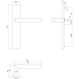 Product afbeelding voor Intersteel Deurrkruk Op Schild Rechthoek 1 Paar 219x40x9mm Blind RVS