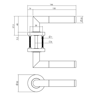 Product afbeelding voor Intersteel Deurkruk Bastian Op Rozet 1 Paar 53x8mm 7mm Nokken Zwart