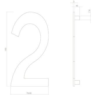 Product afbeelding voor Intersteel Huisnummer 2 150x3mm RVS Zwart