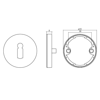 Product afbeelding voor Intersteel Sleutelrozet Rond 8mm RVS Met Onderrozet Kunststof