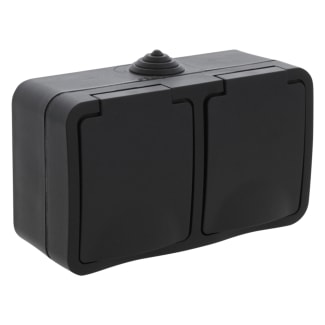Product afbeelding voor Q-Link Contactdoos Opbouw 2-Voudig Randaarde IP54 Zwart