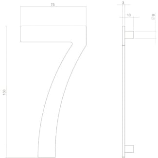 Product afbeelding voor Intersteel Huisnummer 7 150x3mm RVS Zwart