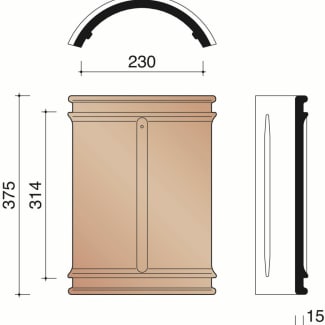 Product afbeelding voor Wienerberger Halfronde Vorst 230mm Dubbele Sluiting Natuurrood 600