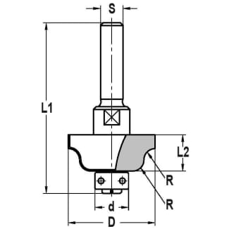 Product afbeelding voor Trasco Lijstfrees Hardmetaal Radius 4mm Met Kogelager 12mm Aansluiting 8mm