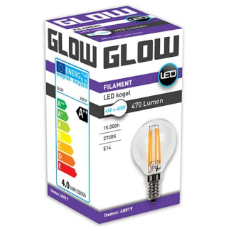 Product afbeelding voor Glow LED Filament Kogel 4-40W 470 Lumen E14 2700K G45 ND Extra Warm Wit