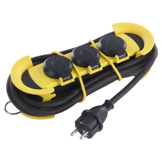 Product afbeelding voor Q-Link Stekkerdoos Met Kabel Met 3 Contactdozen 1,5mm² Kabellengte 3m Randaarde Zwart/Geel