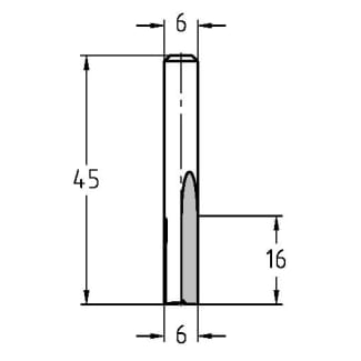 Product afbeelding voor Trasco Groeffrees Hardmetaal 6x16/45mm Aansluiting 6mm
