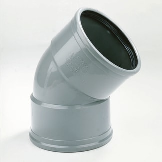 Product afbeelding voor Dyka PVC Bocht 110mm SN4/SN8 2FM 45 Graden 2x Manchetmof Grijs